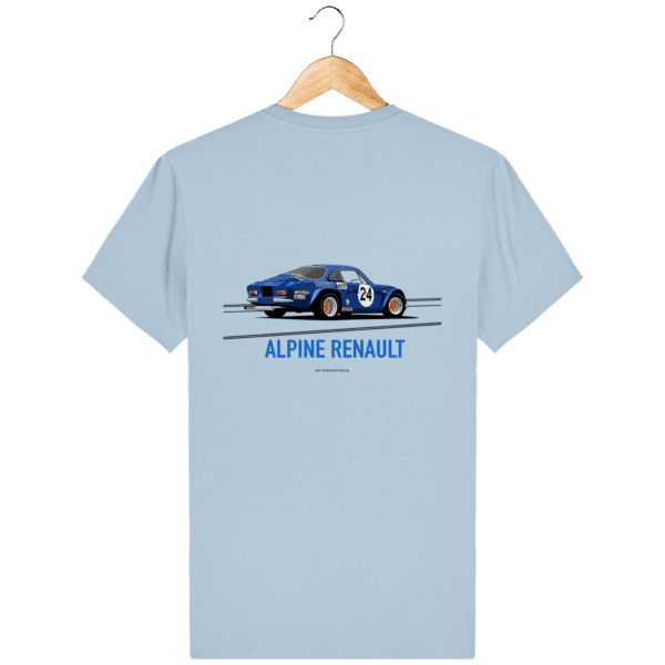 T-shirt Alpine A110 bleu – Dessin au Rallye Monte Carlo - Sky blue - Dos