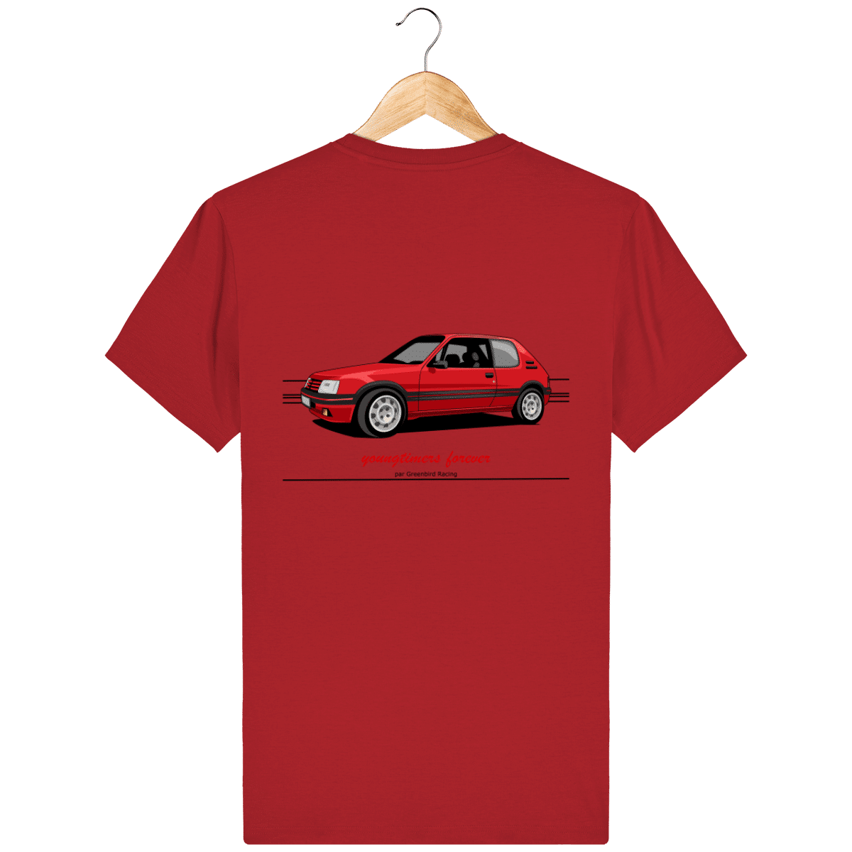 T-Shirt 205 GTI red Vallelunga printed back + front - Greenbird-racing