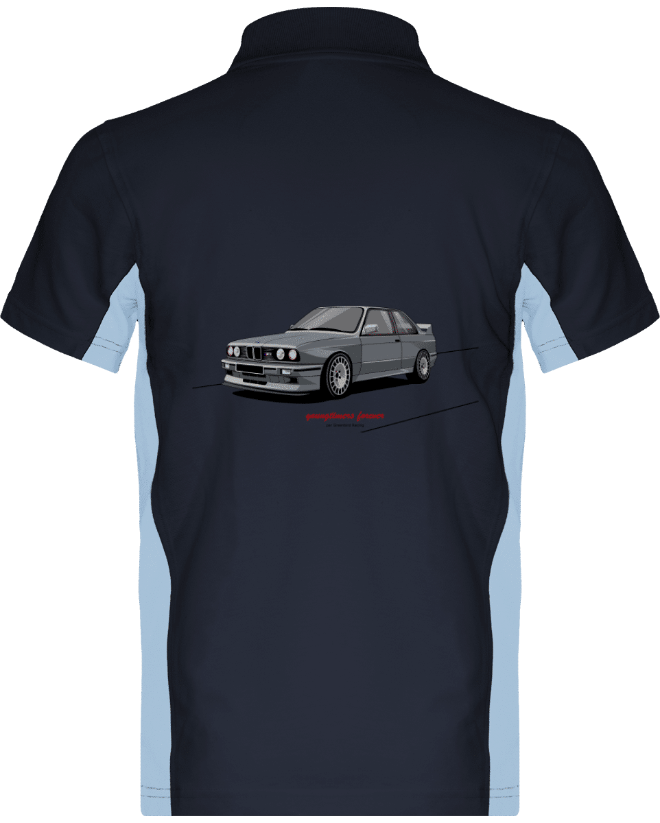 Polo BMW M3 E30 Motorsport gray - Navy / Sky Blue - Dos