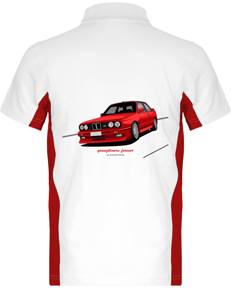 Polo M3 E30 rouge yountimers forever - White / Red - Dos Polo M3 E30 rouge yountimers forever - White / Red - Dos