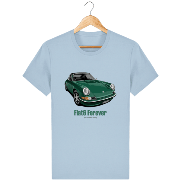 T-shirt Porsche vintage 2,4 verte 1968 - Sky blue - Face
