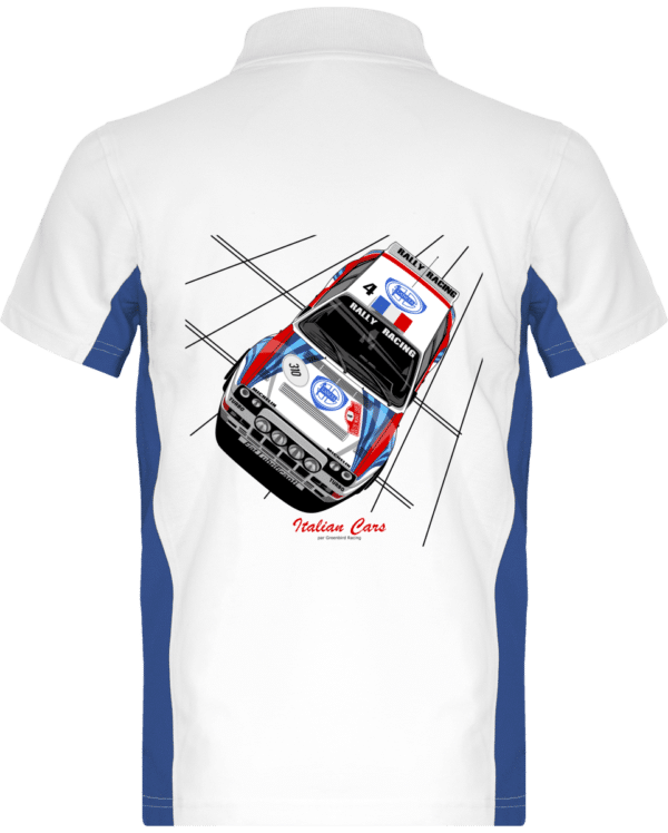 Polo Lancia Delta Integrale 16S grA VHC Italian Cars - White / Royal Blue - Dos