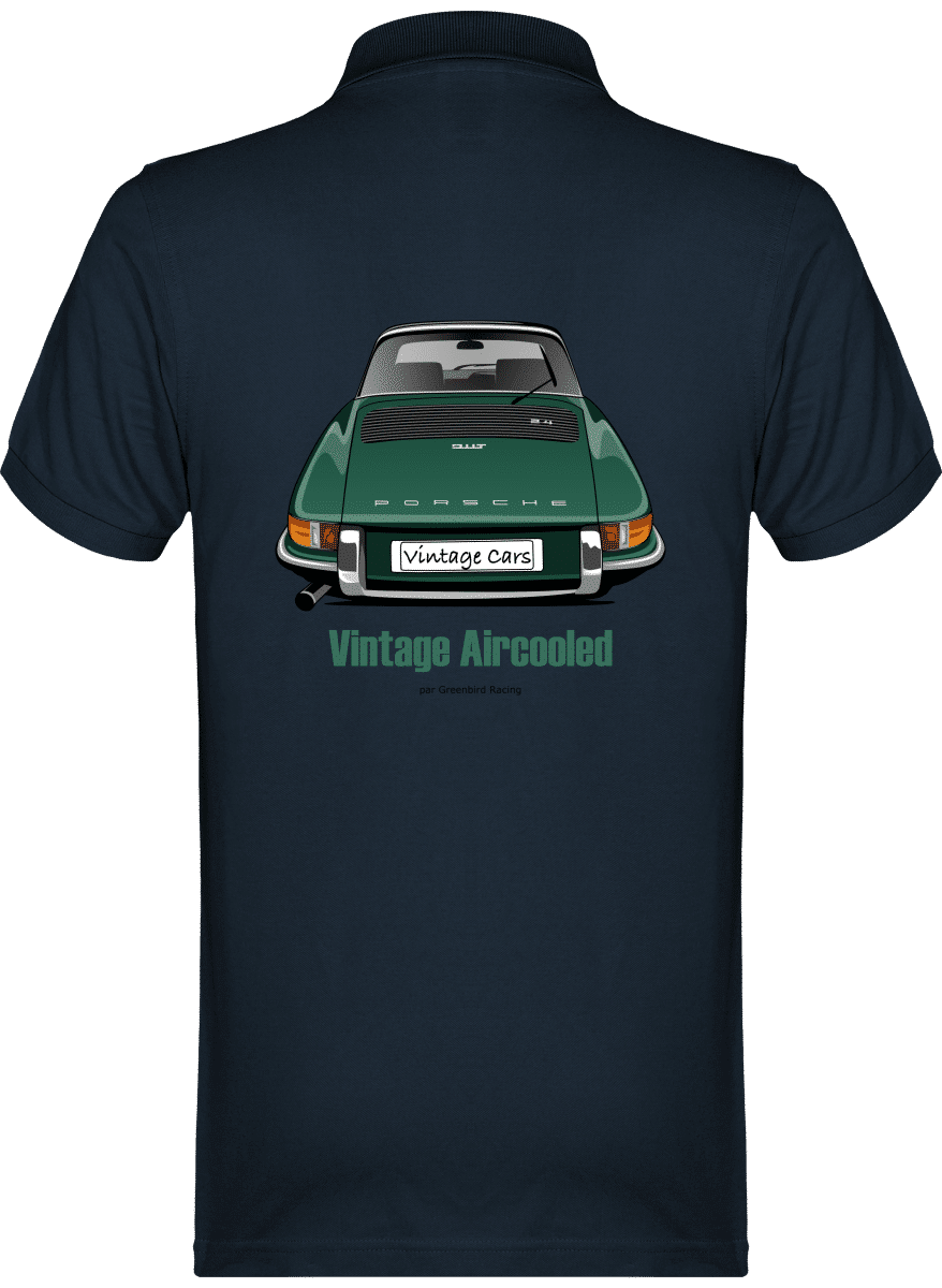 Polo Porsche Vintage 2,4l green 1968 flat6 Aircooled - TT Navy - Back