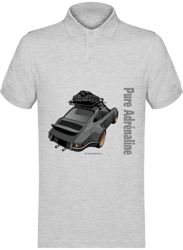 Polo Porsche 964 Back dating monster pure adrénaline Homme 180g - TT Heather Grey - Face