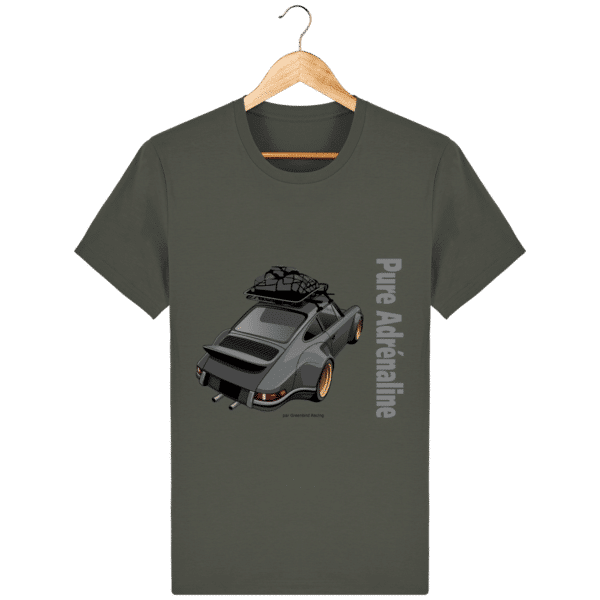 T-shirt Porsche 964 Backdating vintage pure adrenaline Man 180g - Khaki - Face