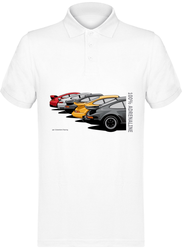 Polo PORSCHE 911, 964, 993, 996 997 turbo Homme 180g - TT White - Face