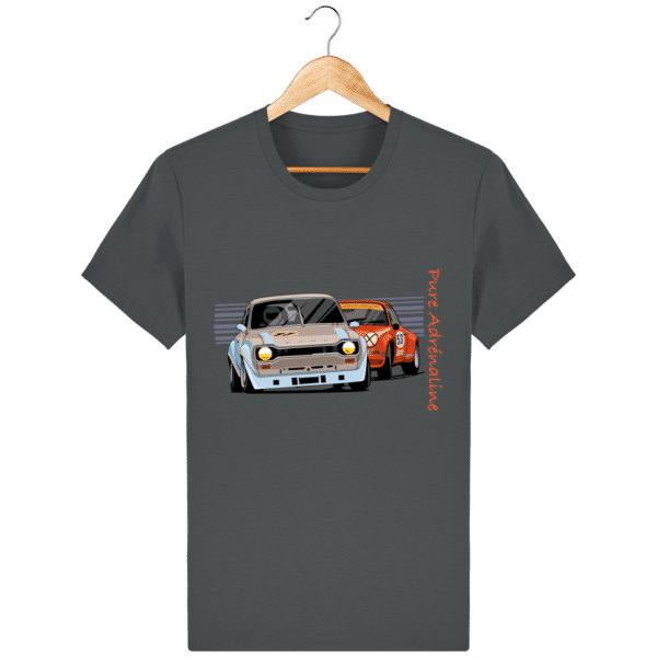T-shirt Porsche 911 Turbo vs Ford Escort RS2000 mk1. - Anthracite - Face