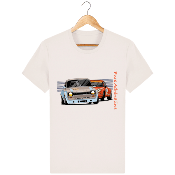 T-shirt Porsche 911 Turbo vs Ford Escort RS2000 mk1. - Vintage White - Face