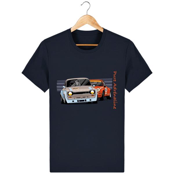 Porsche 911 Turbo vs Ford Escort RS2000 mk1 t-shirt. - French Navy - Front