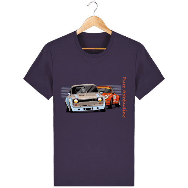 T-shirt Porsche 911 Turbo vs Ford Escort RS2000 mk1. - Plum - Face