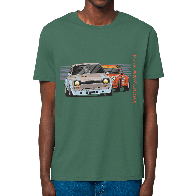T-Shirt-911-versus-Ford-Escort-BOTTLE-GREEN