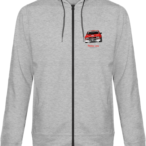 Hooded Jacket Alfa GTV6 evocation Yves Loubet Rallye d'Antibes 1985 Unisex - Lightweight Cotton - Oxford Grey - Face