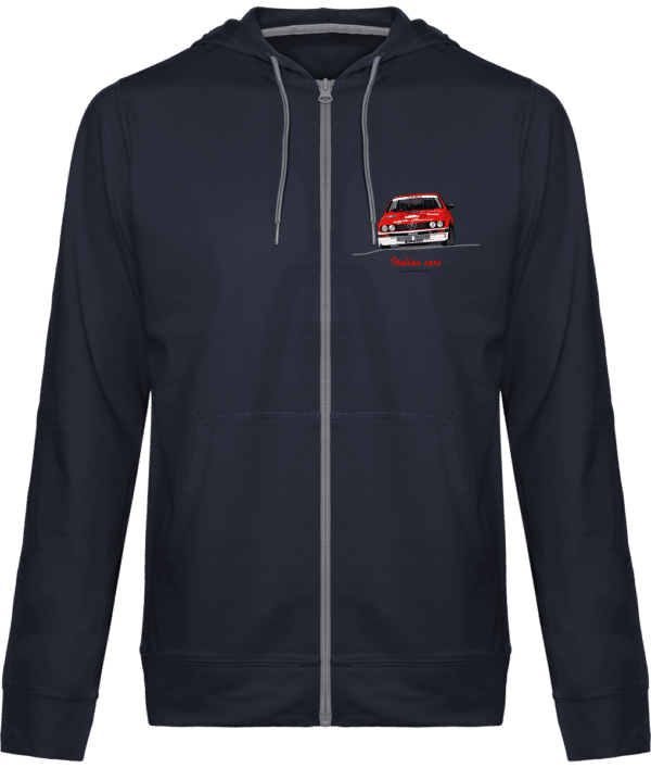 Hooded Jacket Alfa GTV6 evocation Yves Loubet Rallye d'Antibes 1985 Unisex - Light cotton - Navy - Face