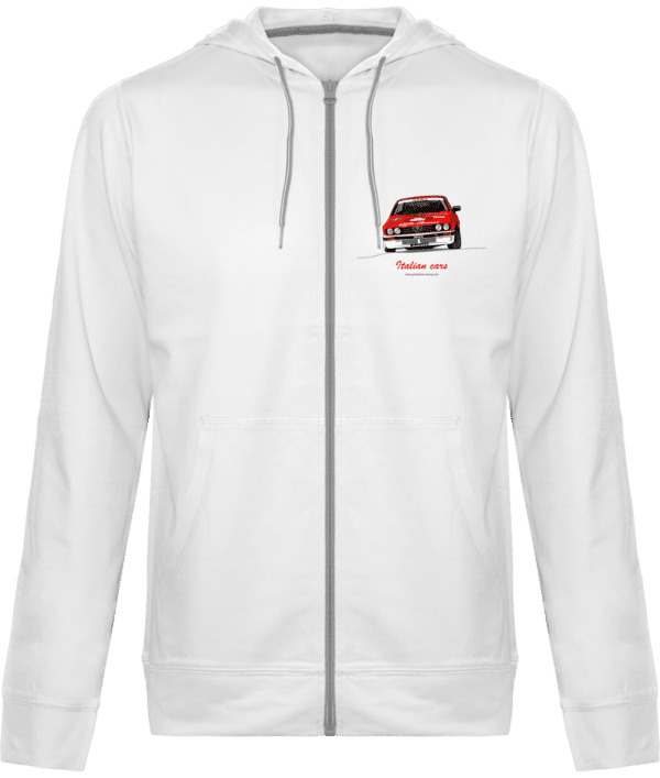 Hooded Jacket Alfa GTV6 evocation Yves Loubet Rallye d'Antibes 1985 Unisex - Light cotton - White - Face