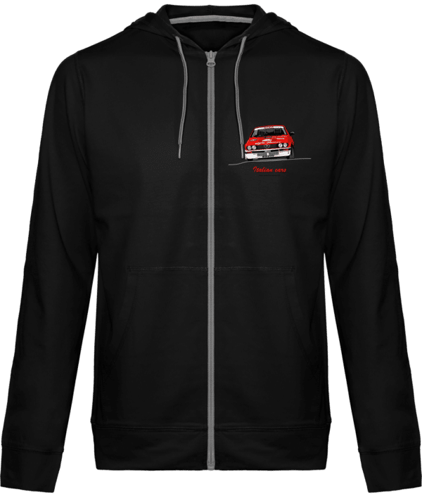 Hooded Jacket Alfa GTV6 evocation Yves Loubet Rallye d'Antibes 1985 Unisex - Light cotton - Black - Face