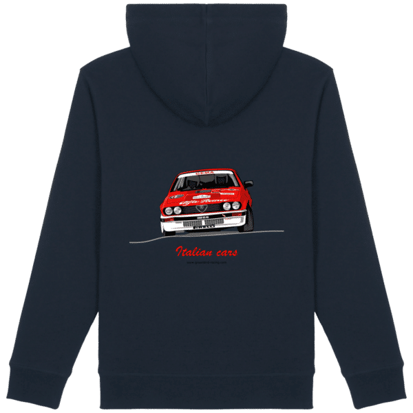 Sweat Alfa Romeo GTV6 evocation Yves Loubet Rallye d'Antibes 1985 Cotton hoodie - UNISEX - French Navy - Back