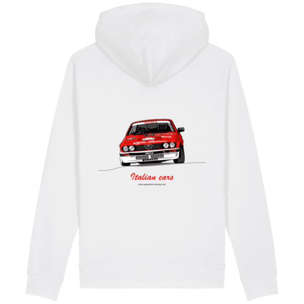 Sweat Alfa Romeo GTV6 evocation Yves Louvet Rallye d'Antibes 1985 UNISEX Side pocket- COTTON - White - Back