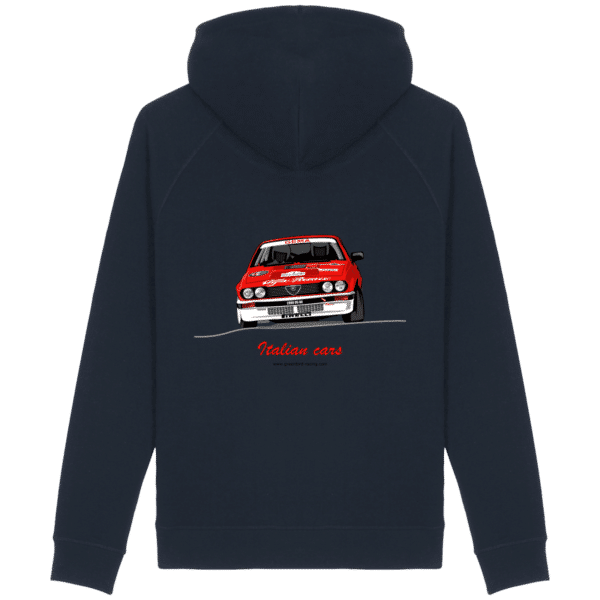 Sweat Alfa Romeo GTV6 evocation Yves Louvet Rallye d'Antibes 1985 UNISEX Side pocket- COTTON - French Navy - Back