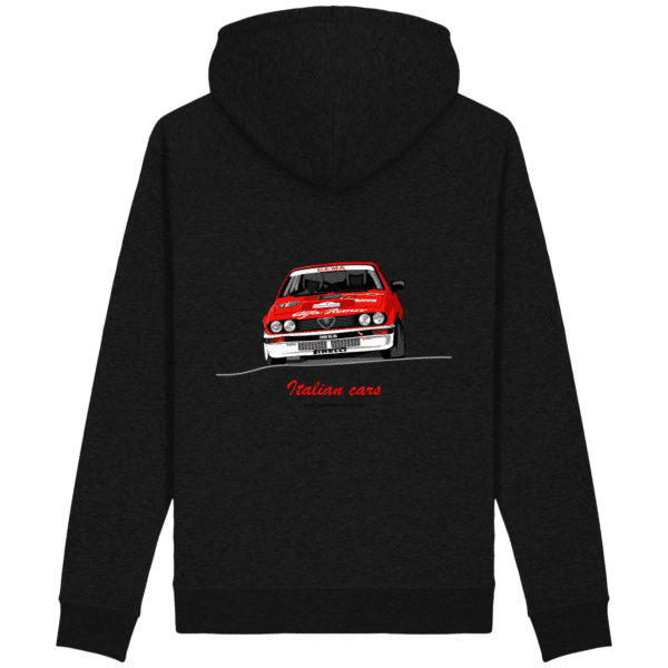 Sweat Alfa Romeo GTV6 evocation Yves Louvet Rallye d'Antibes 1985 UNISEX Side pocket- COTTON - Dark Heather Grey - Back