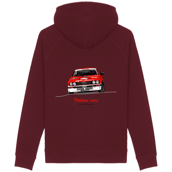 Sweat Alfa Romeo GTV6 evocation Yves Louvet Rallye d'Antibes 1985 UNISEX Side pocket- COTTON - Burgundy - Back