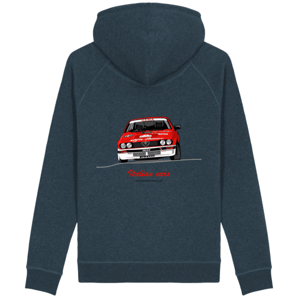 Sweat Alfa Roméo GTV6 évocation Yves Louvet Rallye d'Antibes 1985 UNISEXE Poche latérale- COTON - Dark Heather Blue - Dos