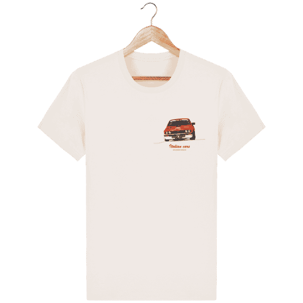 T-shirt Alfa Roméo GTV6 Yves Loubet Rallye d’Antibes 1985 impression poche - Vintage White - Face