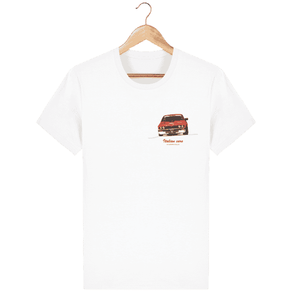 T-shirt Alfa Roméo GTV6 Yves Loubet Rallye d’Antibes 1985 impression poche - White - Face