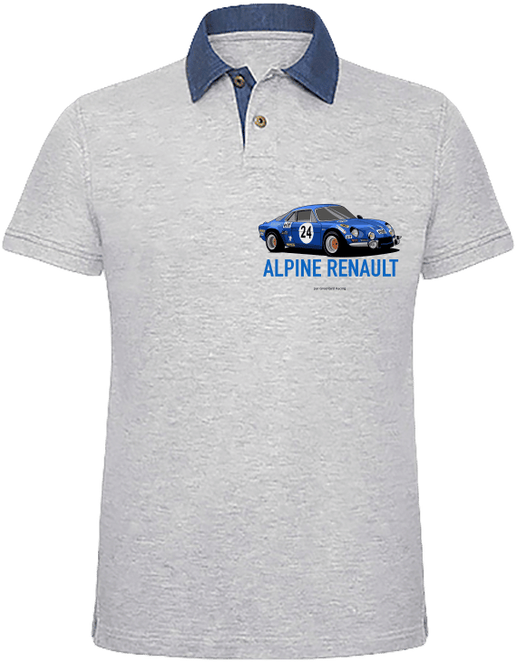 Polo Alpine A110 bleue Alpine A110, version du Monte Carlo 1973 remportée par Jean Claude Andruet Fa - Denim / Heather Grey - Plexus