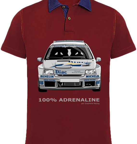 Polo Denim avec un dessin de Clio Williams maxi grA Diac - Denim / Burgundy - Plexus