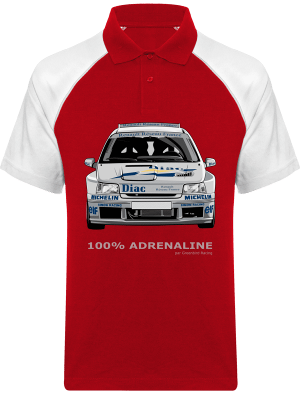 Polo Baseball avec dessin Clio Williams maxi Diac - Red / White - Face