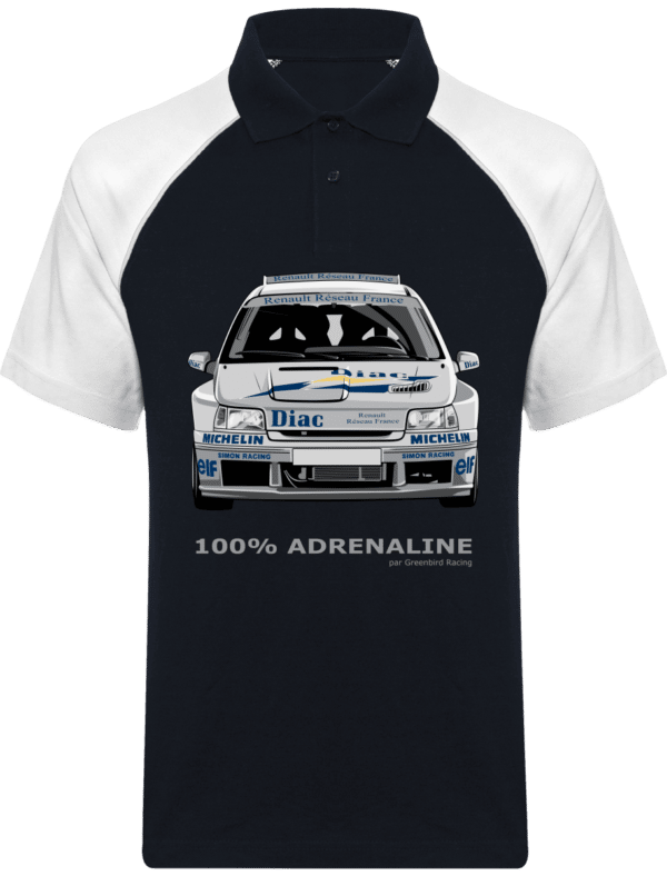 Polo Baseball avec dessin Clio Williams maxi Diac - Navy / White - Face