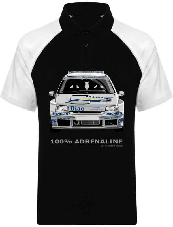 Polo Baseball avec dessin Clio Williams maxi Diac - Black / White - Face