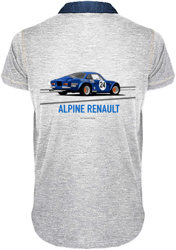 Polo Alpine A110 bleue Alpine A110, version du Monte Carlo 1973 remportée par Jean Claude Andruet Fa - Denim / Heather Grey - Dos