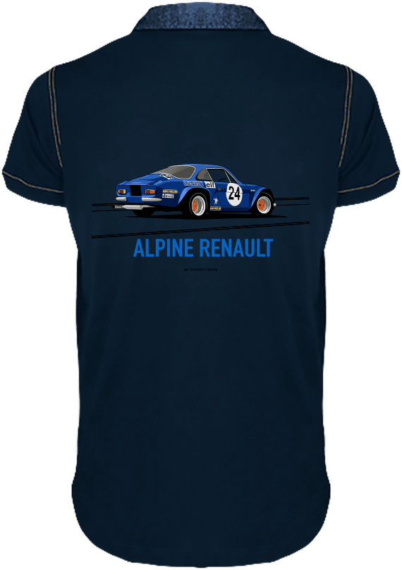 Polo Alpine A110 bleue Alpine A110, version du Monte Carlo 1973 remportée par Jean Claude Andruet Fa - Denim / Navy - Dos