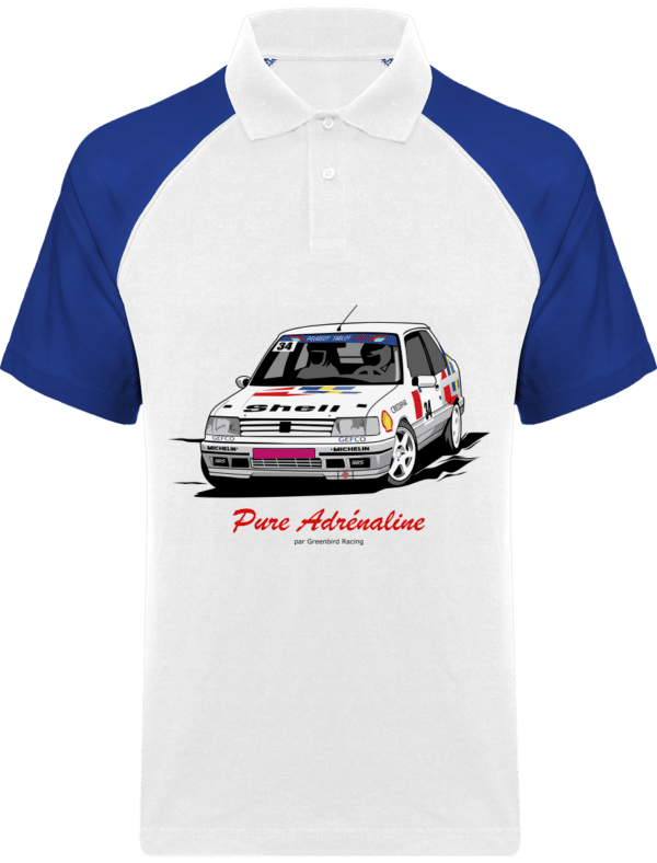 Polo Peugeot 309 GTI 16 gr A VHC 3 - White / Royal Blue - Face