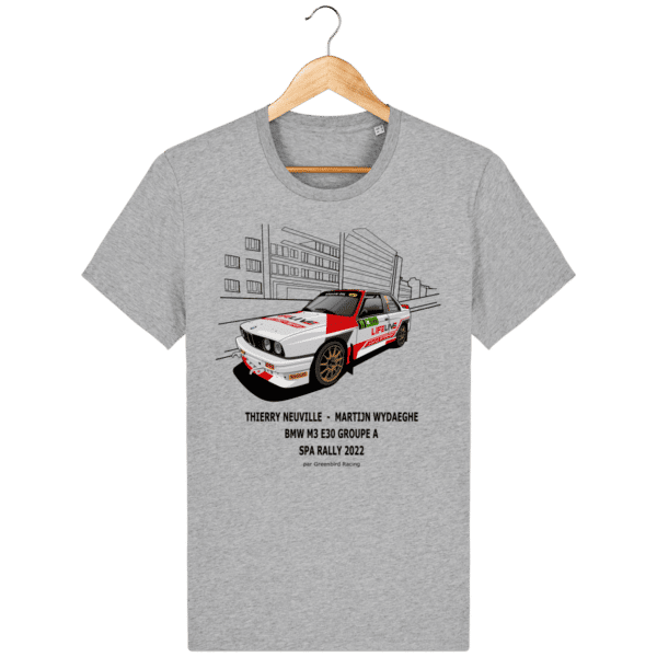 T-shirt BMW M3 E30 grA Thierry Neuville - Spa Rally 2022 - Heather Grey - Face
