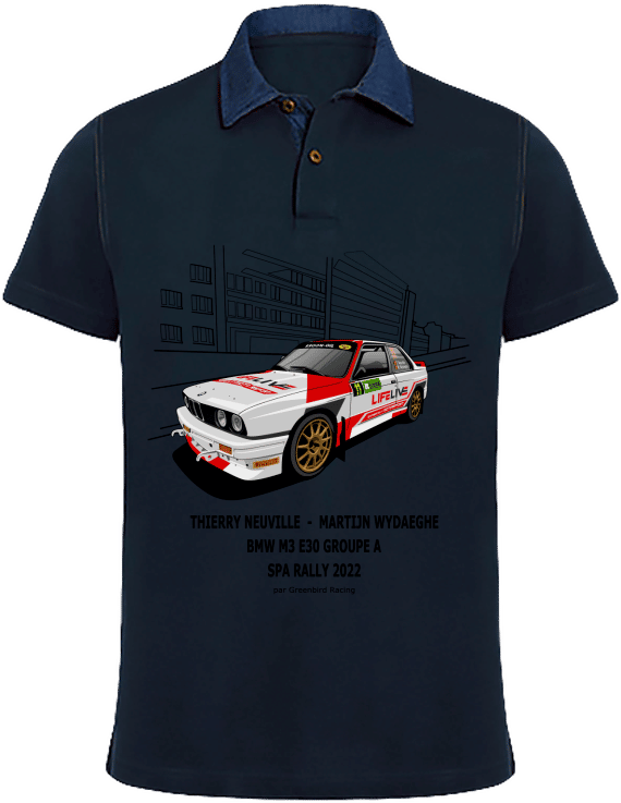 Polo Col Denim BMW M3 E30 grA Thierry Neuville – Spa Rally 2022 - Denim / Navy - Plexus